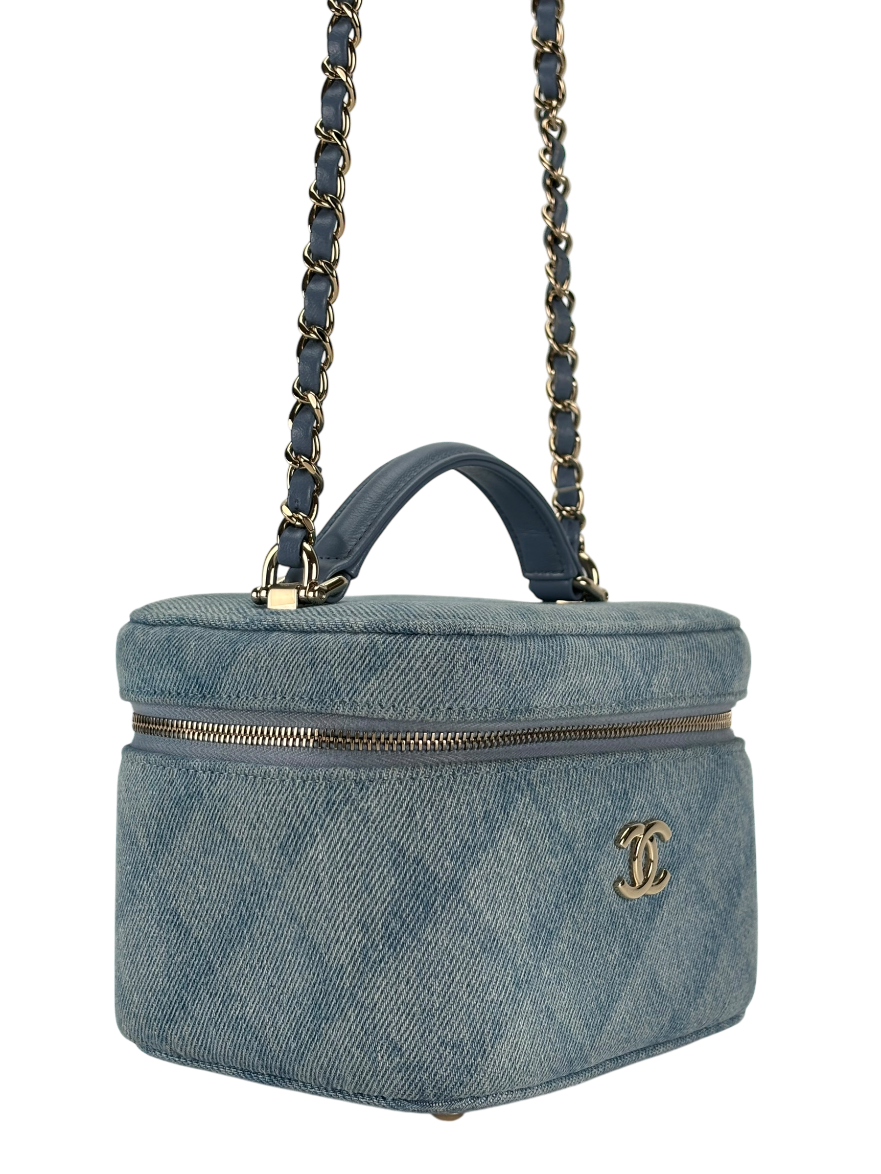 CHANEL - Light Blue Denim Vanity Chain Shoulder Bag