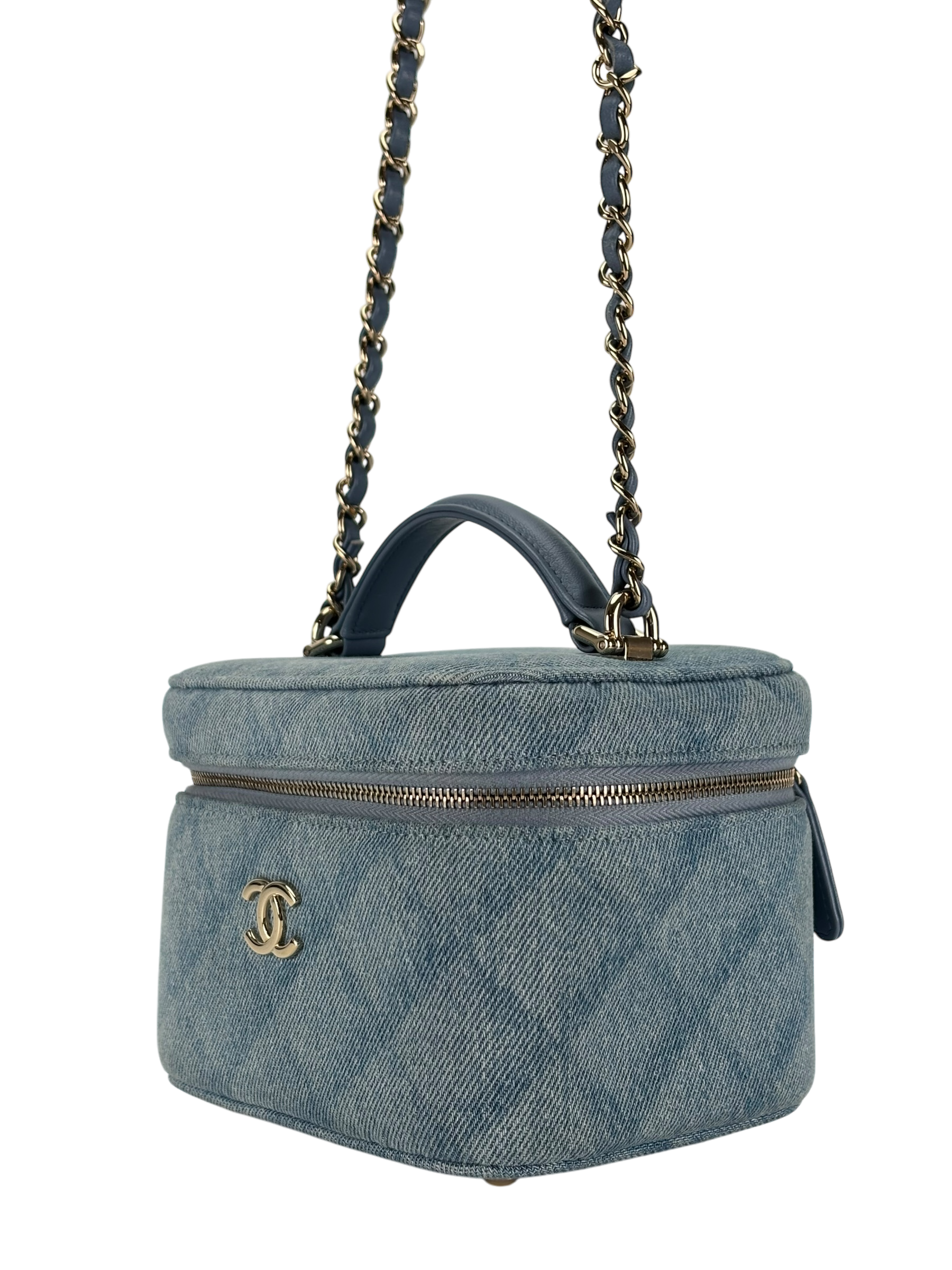 CHANEL - Light Blue Denim Vanity Chain Shoulder Bag