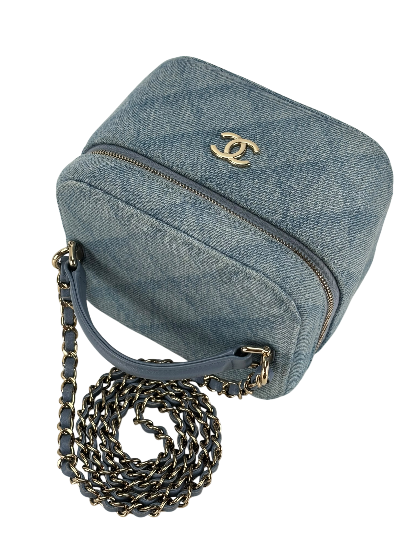 CHANEL - Light Blue Denim Vanity Chain Shoulder Bag