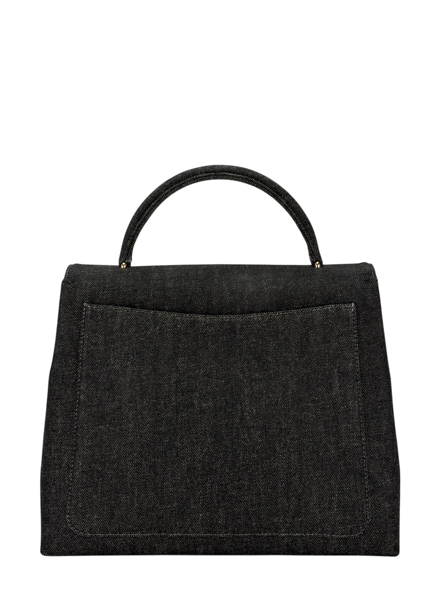 CHANEL - Black Denim Handle Kelly 30 Bag