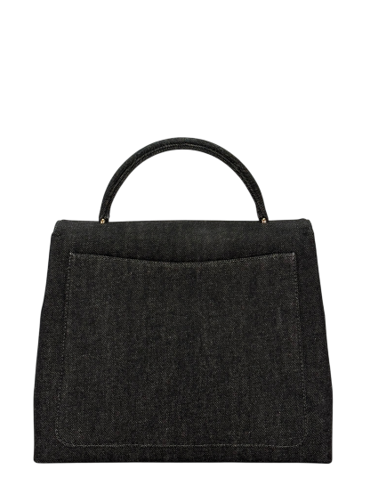 CHANEL - Black Denim Handle Kelly 30 Bag