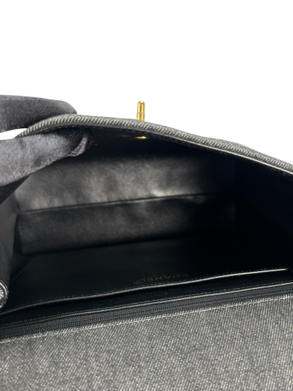 CHANEL - Black Denim Handle Kelly 30 Bag