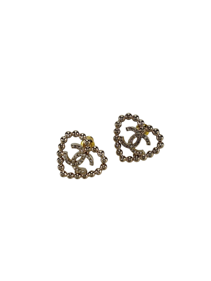 CHANEL - 25P Gold Heart Earrings