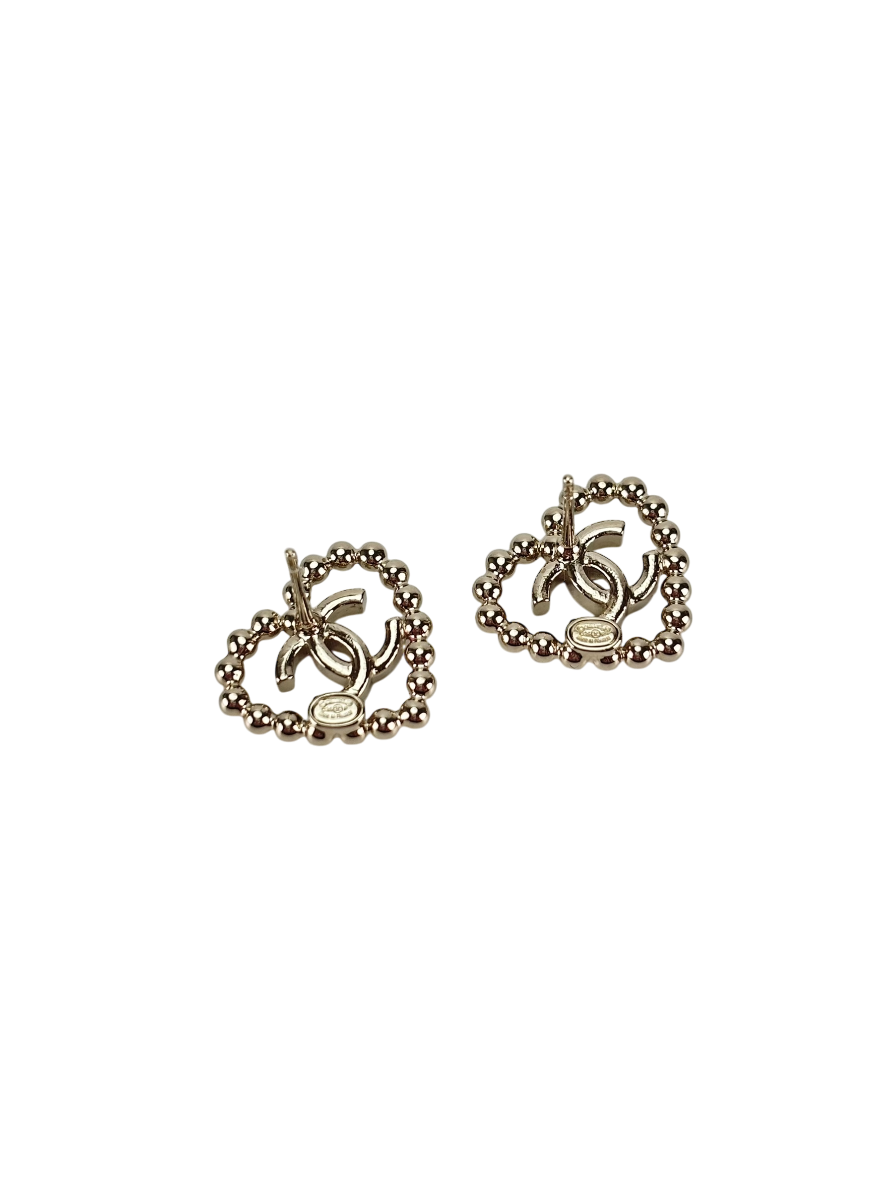 CHANEL - 25P Gold Heart Earrings