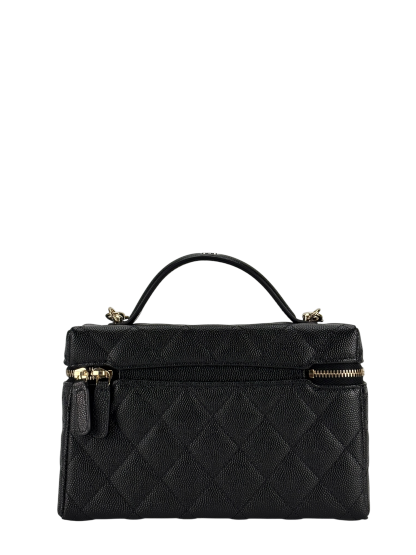 CHANEL - 25C Black Caviar Quilted Vanity Clutch With Chain 
