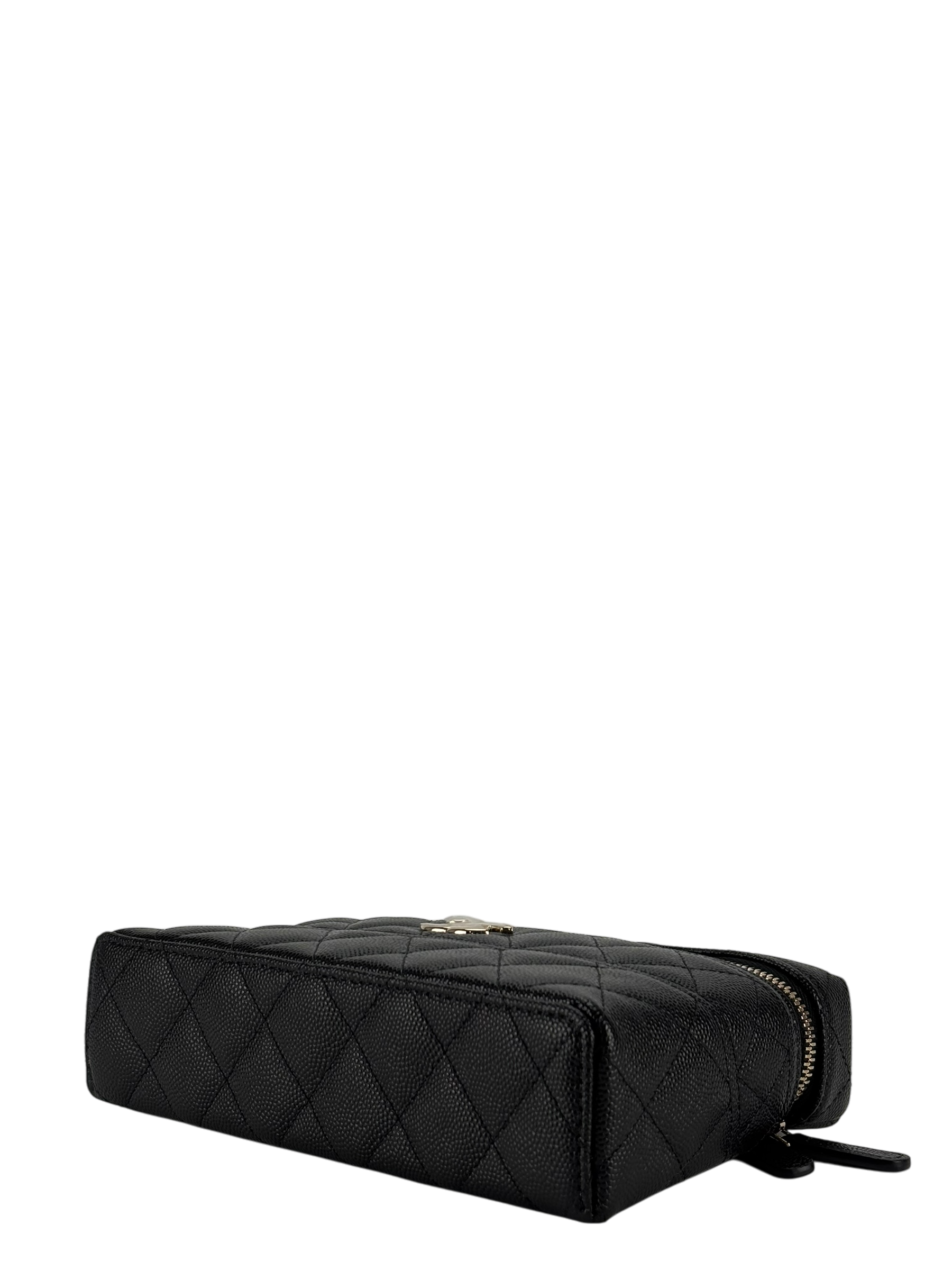 CHANEL - 25C Black Caviar Quilted Vanity Clutch With Chain 