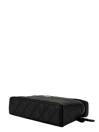 CHANEL - 25C Black Caviar Quilted Vanity Clutch With Chain 