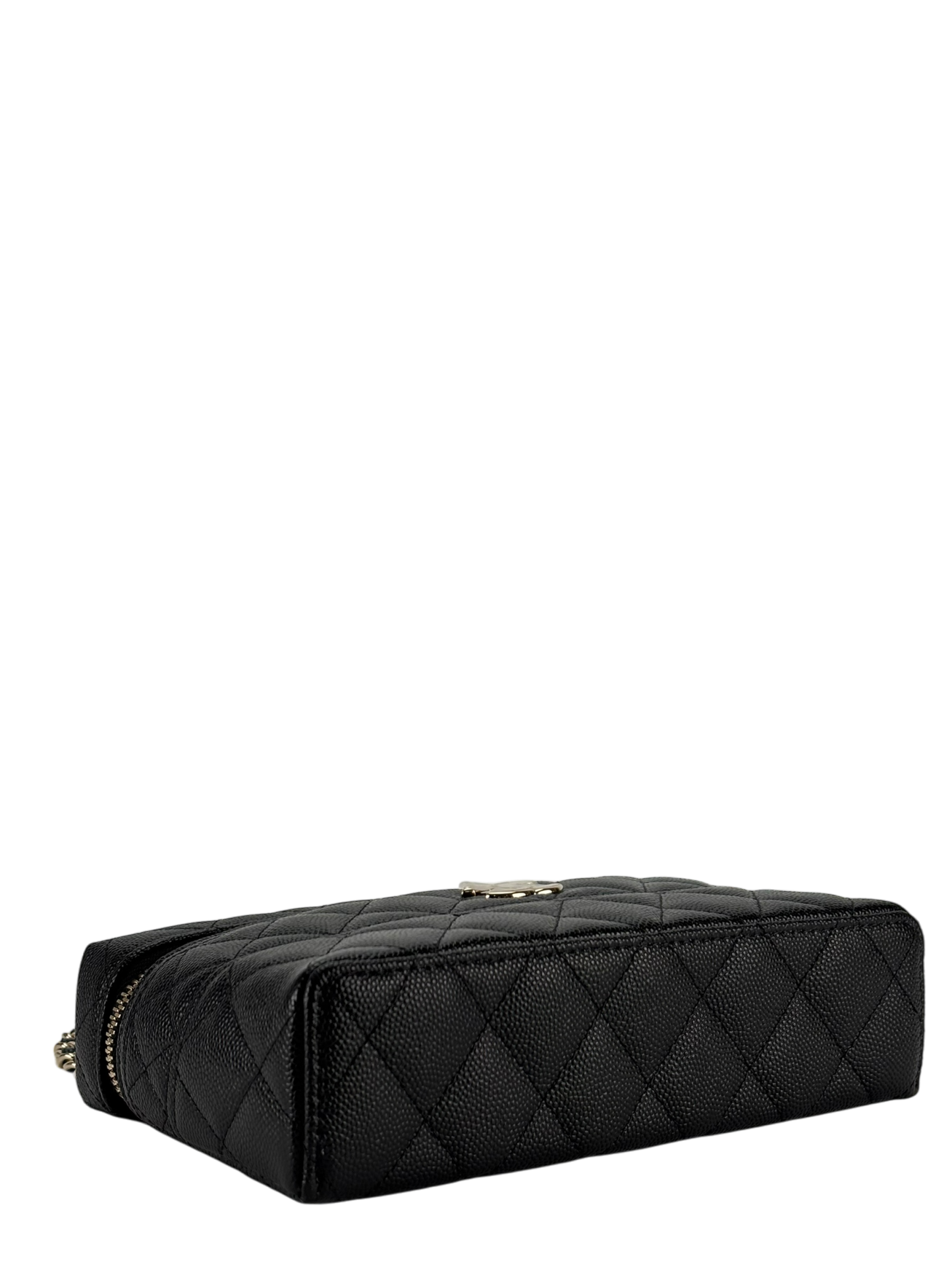 CHANEL - 25C Black Caviar Quilted Vanity Clutch With Chain 