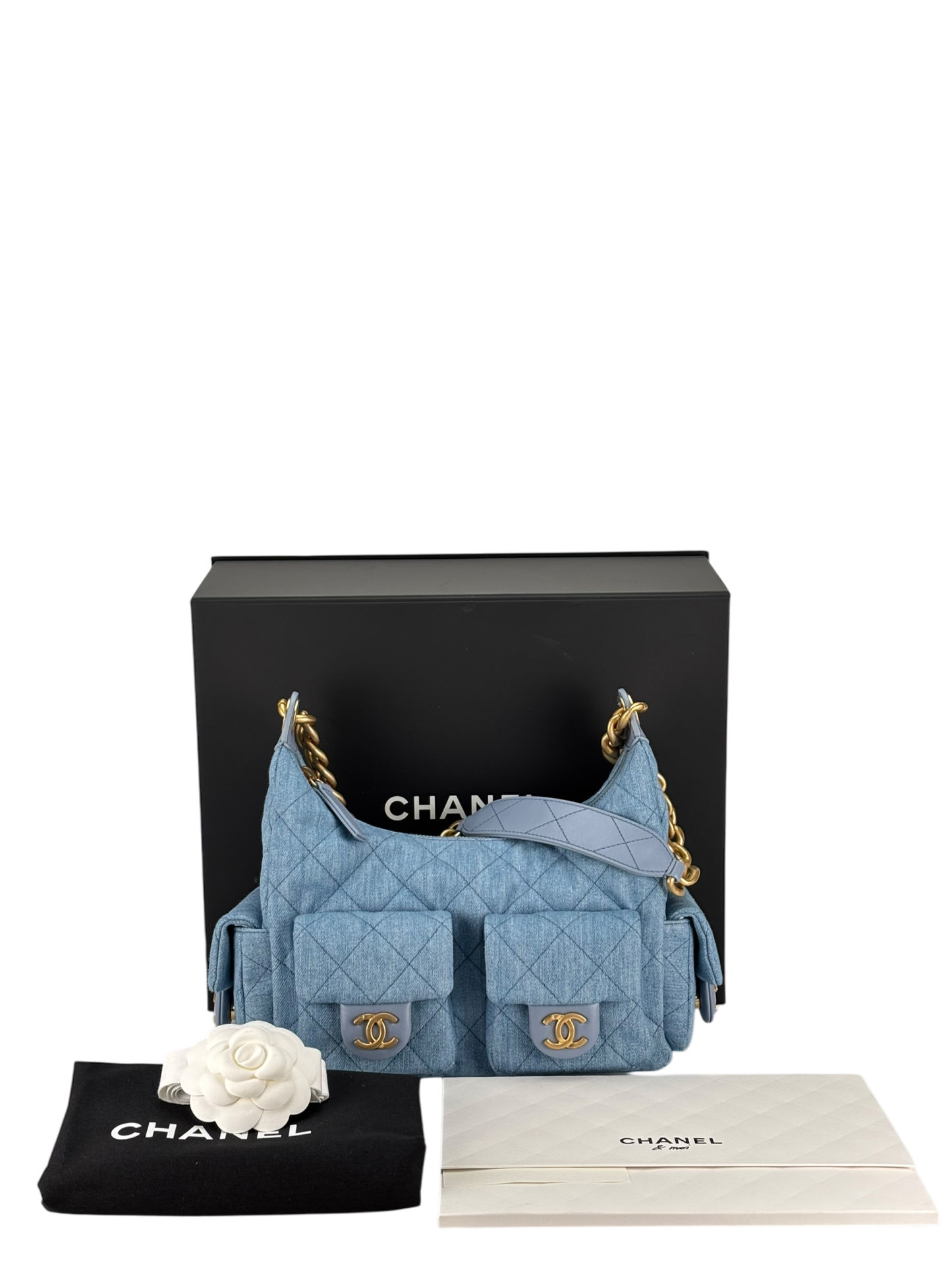 CHANEL - 25C Light Denim Hobo Shoulder Bag