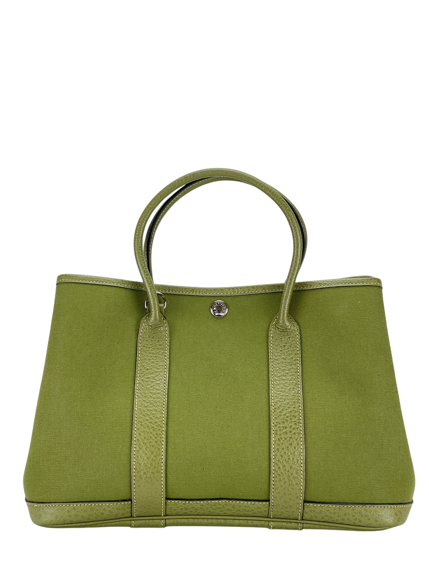 HERMES - Garden Party TPM 30 Anis Green Leather Canvas 
