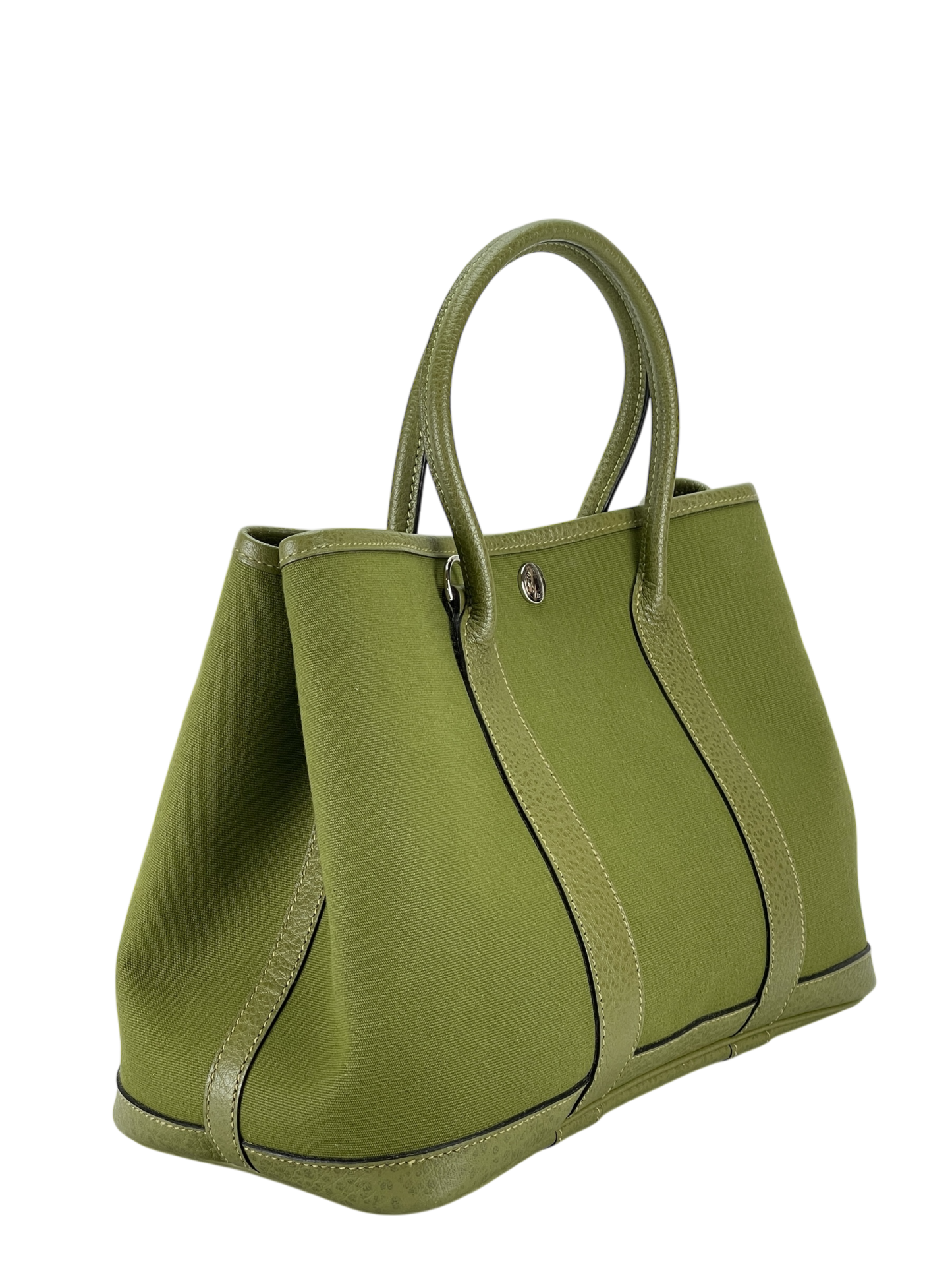 HERMES - Garden Party TPM 30 Anis Green Leather Canvas 