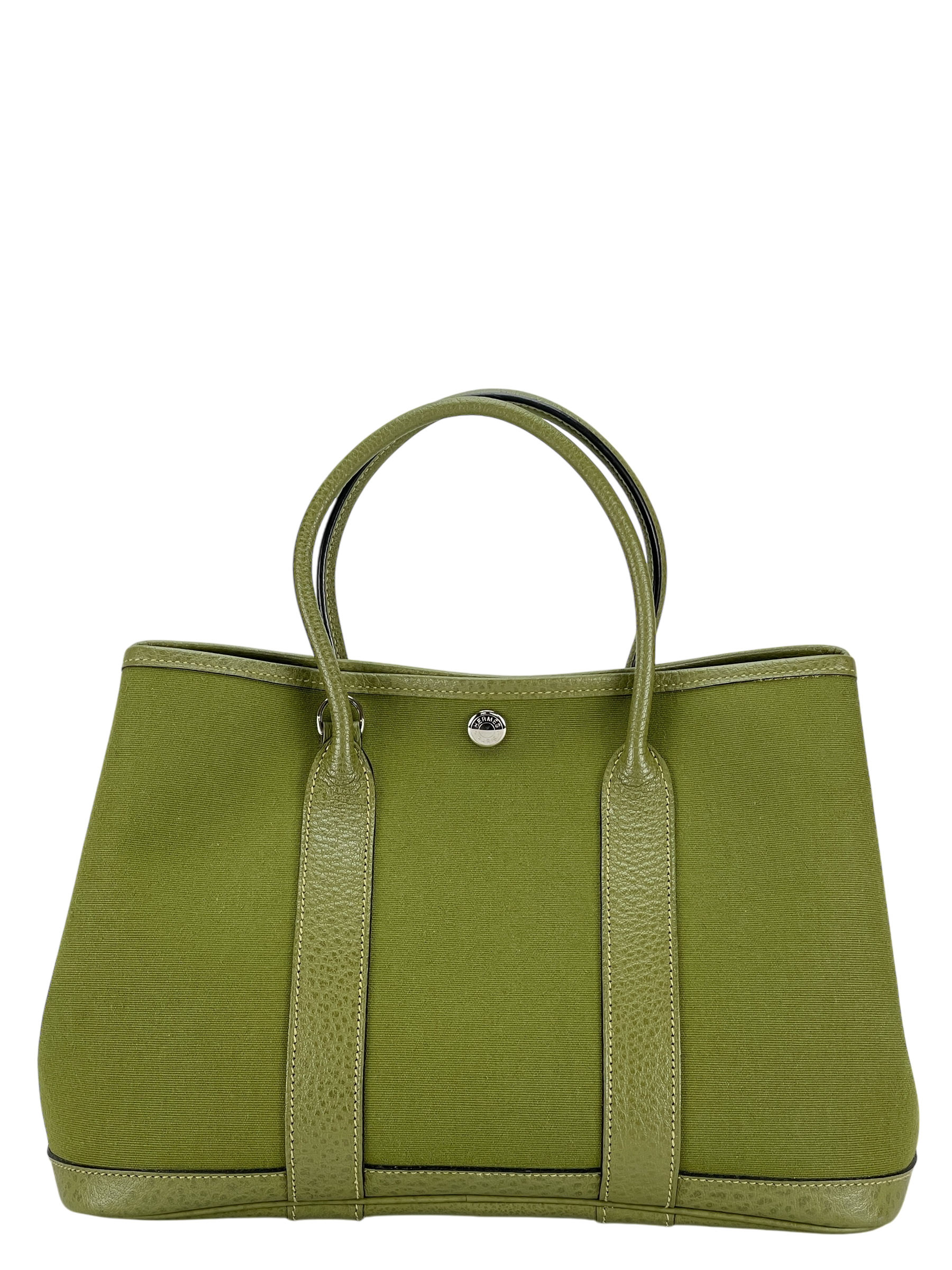HERMES - Garden Party TPM 30 Anis Green Leather Canvas 