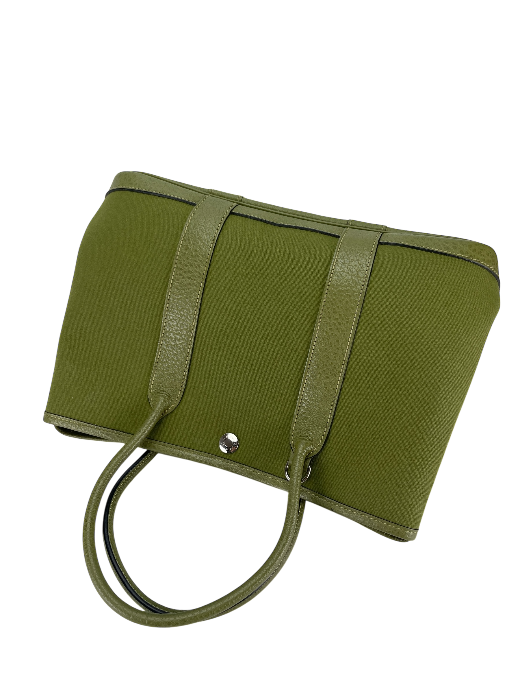 HERMES - Garden Party TPM 30 Anis Green Leather Canvas 