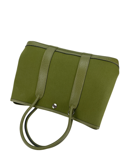 HERMES - Garden Party TPM 30 Anis Green Leather Canvas 