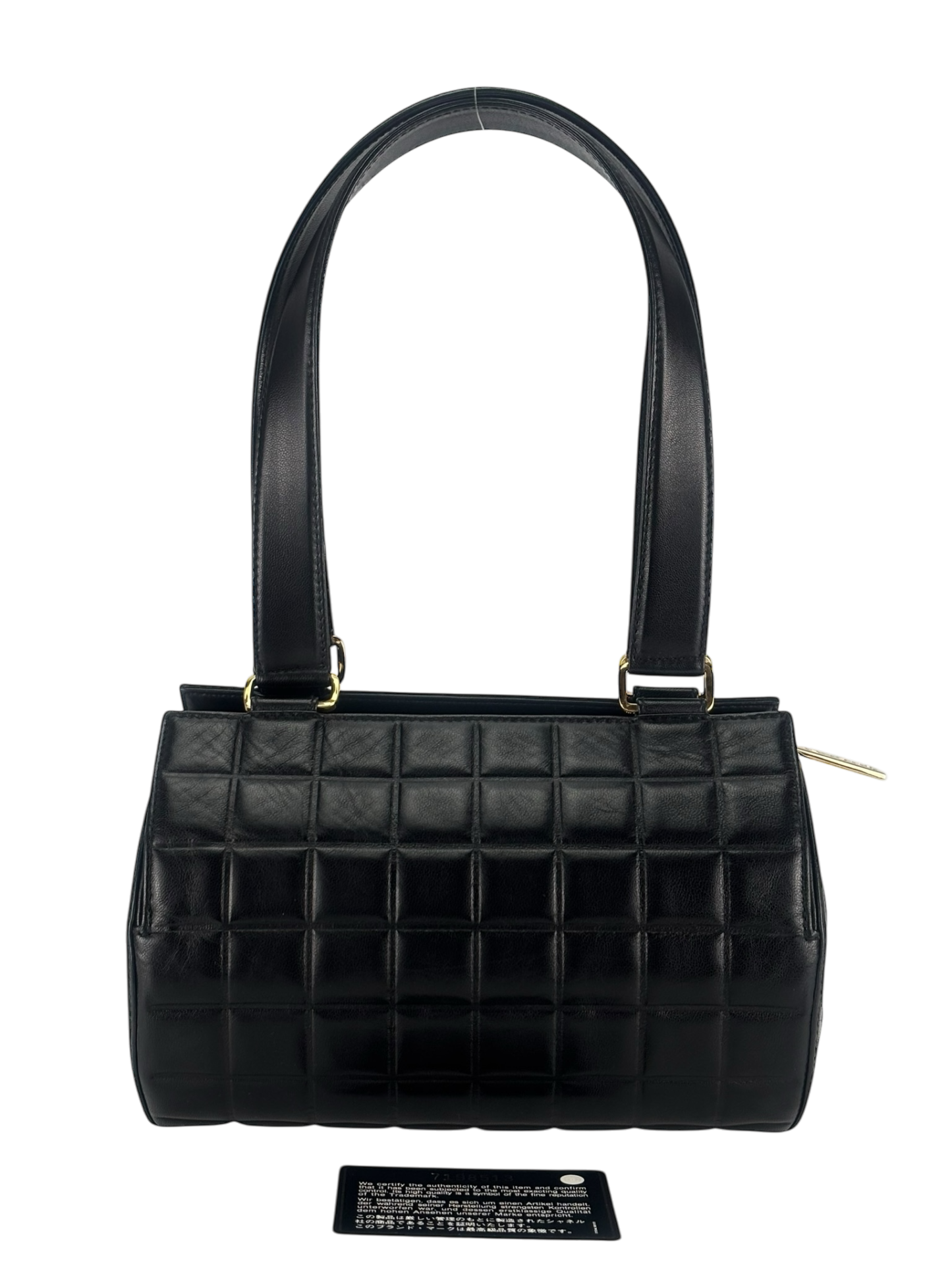 CHANEL - Black Lambskin Vintage Chocolate Bar Barrel Bag