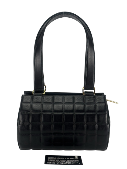 CHANEL - Black Lambskin Vintage Chocolate Bar Barrel Bag