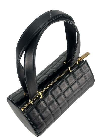 CHANEL - Black Lambskin Vintage Chocolate Bar Barrel Bag