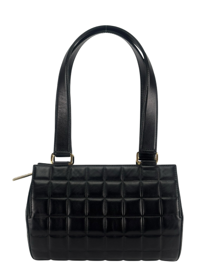 CHANEL - Black Lambskin Vintage Chocolate Bar Barrel Bag