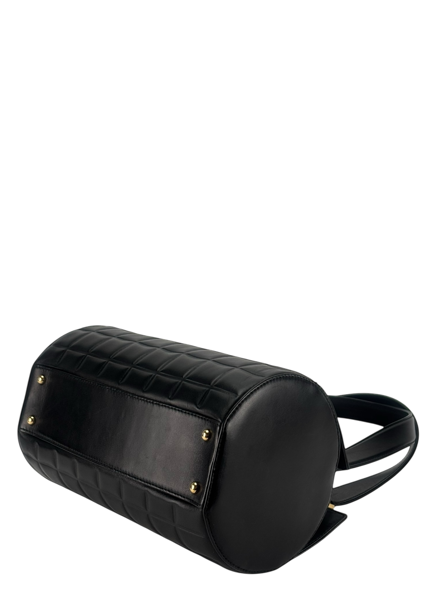 CHANEL - Black Lambskin Vintage Chocolate Bar Barrel Bag