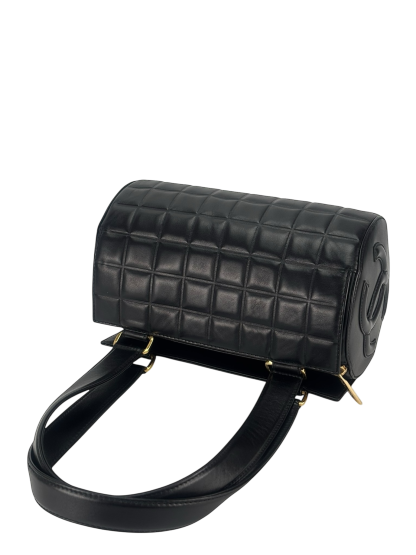 CHANEL - Black Lambskin Vintage Chocolate Bar Barrel Bag