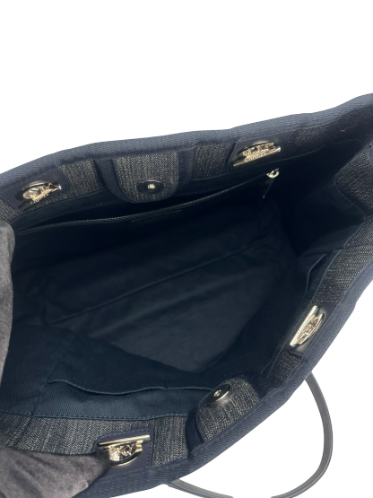 CHANEL - Deauville Tote Navy Blue Denim Sliver Hardware