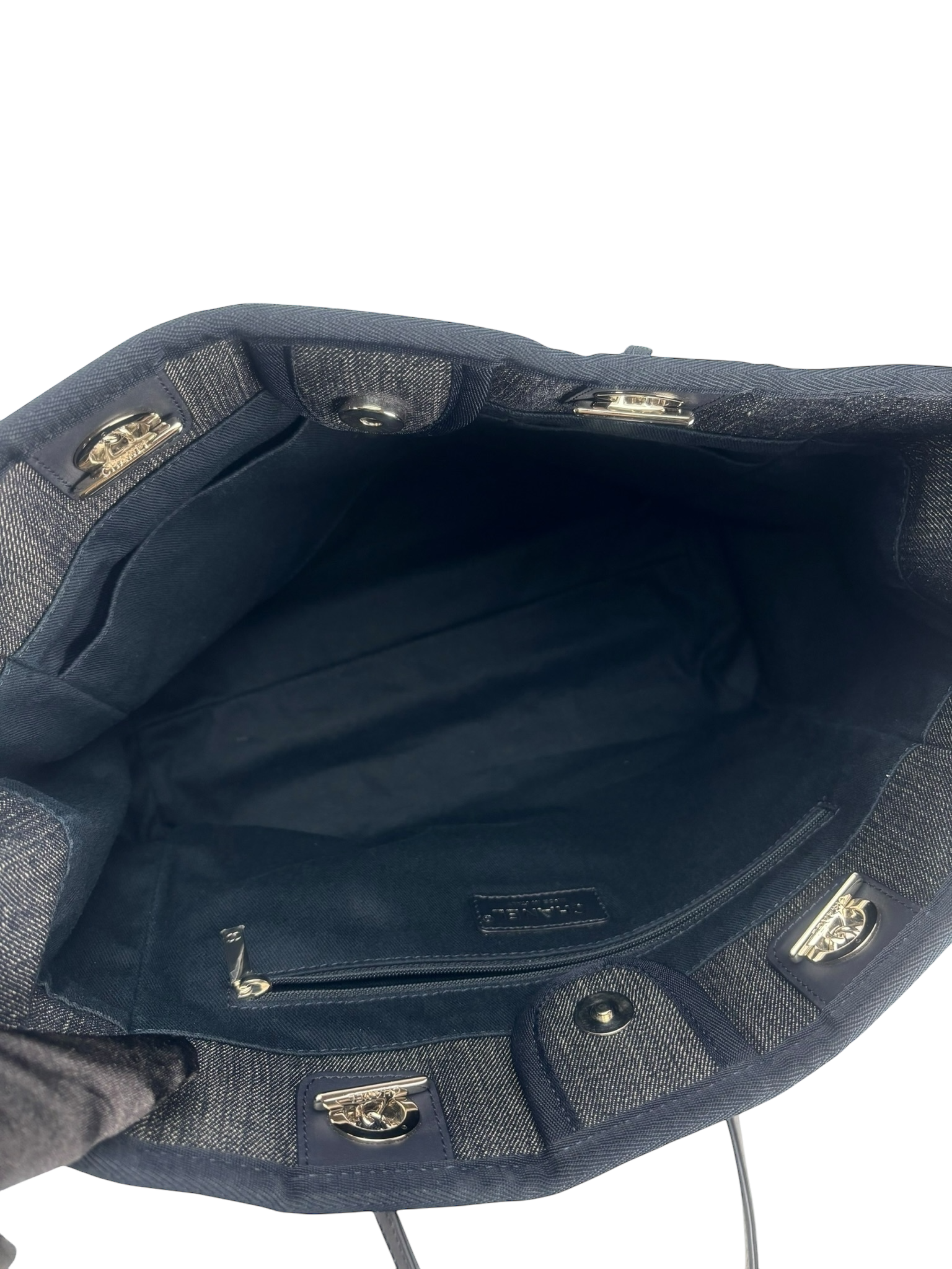 CHANEL - Deauville Tote Navy Blue Denim Sliver Hardware