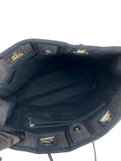 CHANEL - Deauville Tote Navy Blue Denim Sliver Hardware