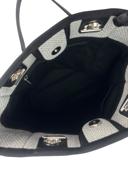 CHANEL - Black Grey Deauville Tote PM Sliver Hardware