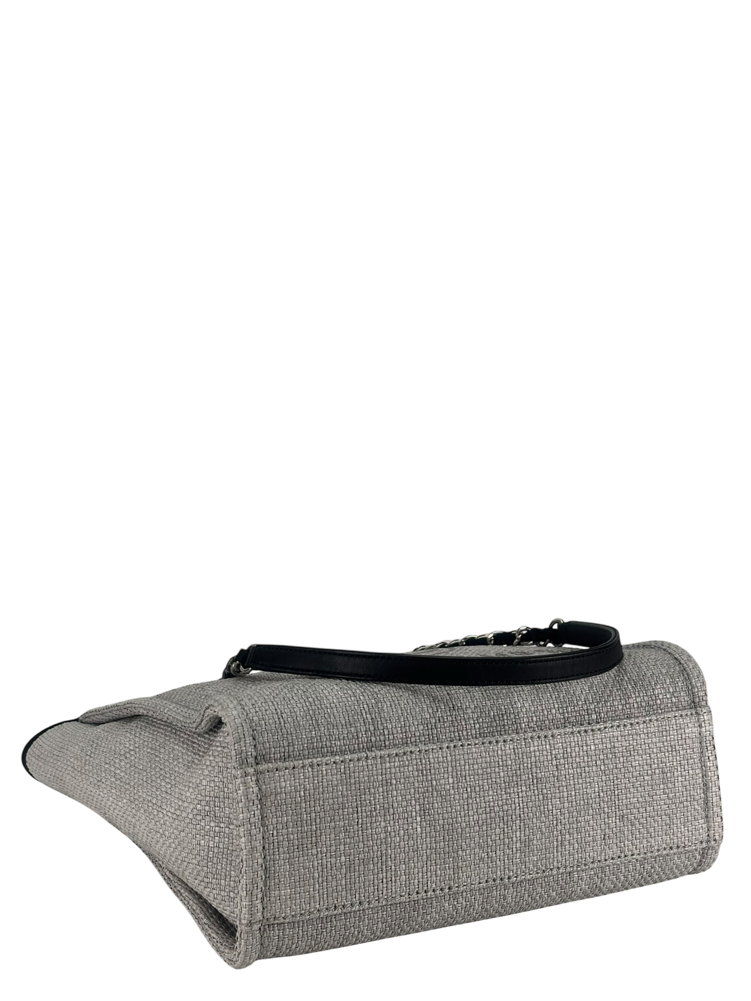 CHANEL - Black Grey Deauville Tote PM Sliver Hardware
