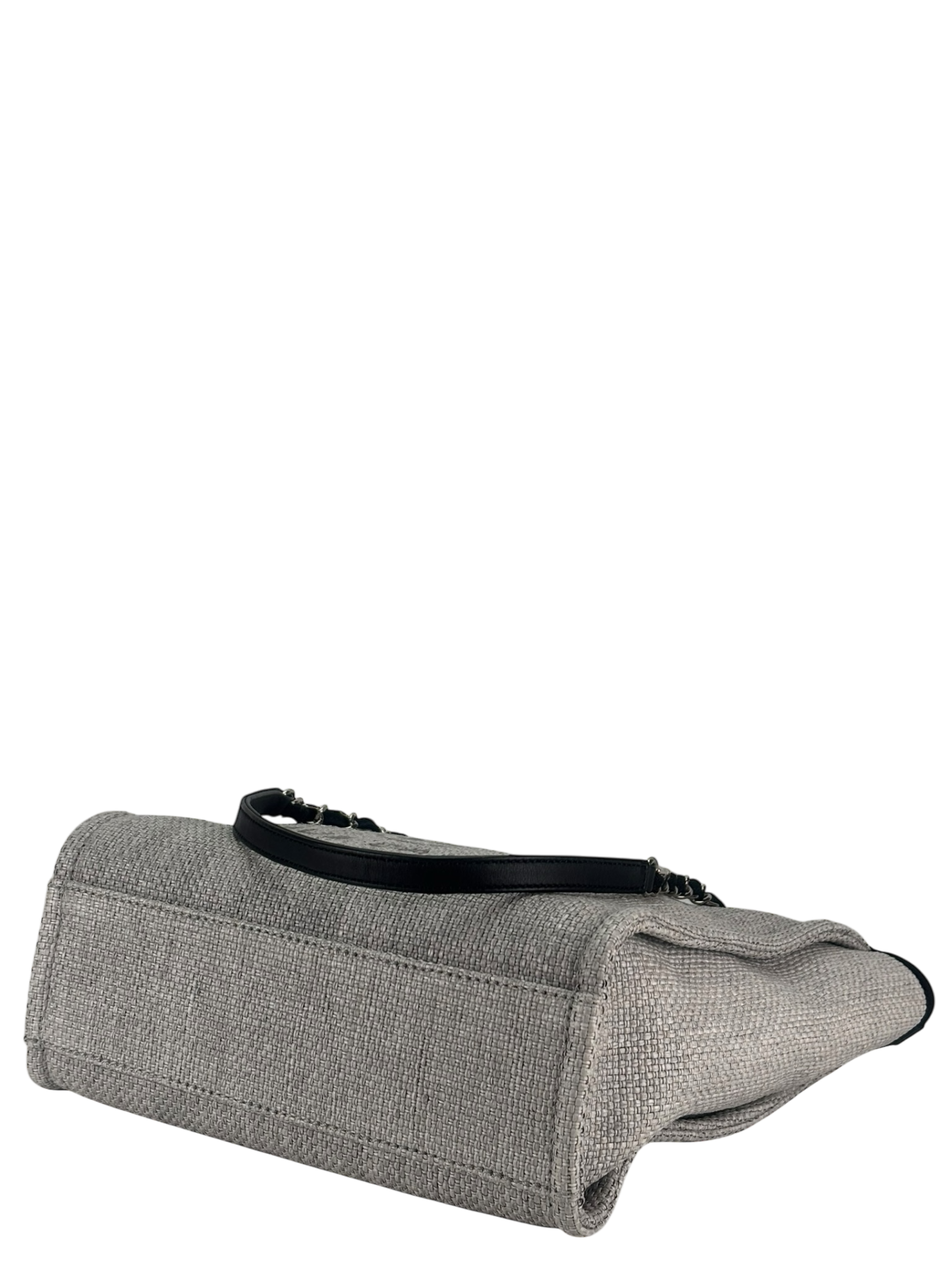 CHANEL - Black Grey Deauville Tote PM Sliver Hardware