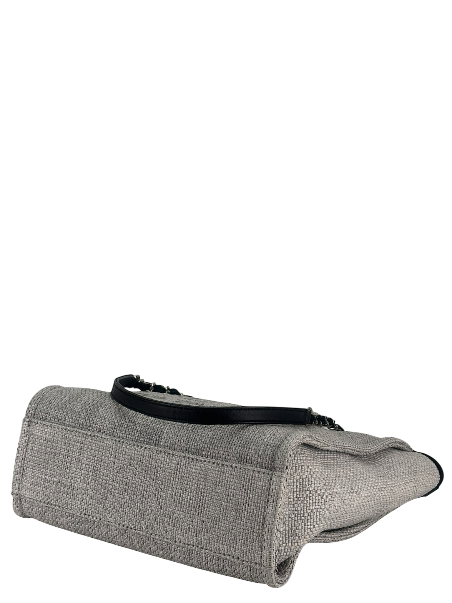 CHANEL - Black Grey Deauville Tote PM Sliver Hardware