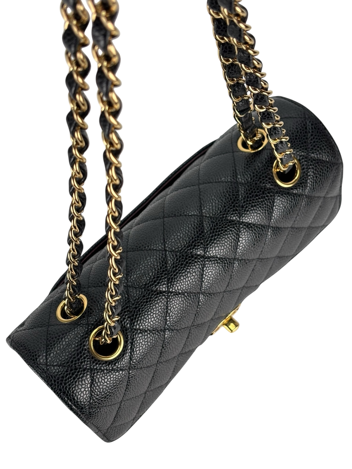CHANEL - Small Classic Double Flap Bag Black Caviar Gold Hardware (CF23)