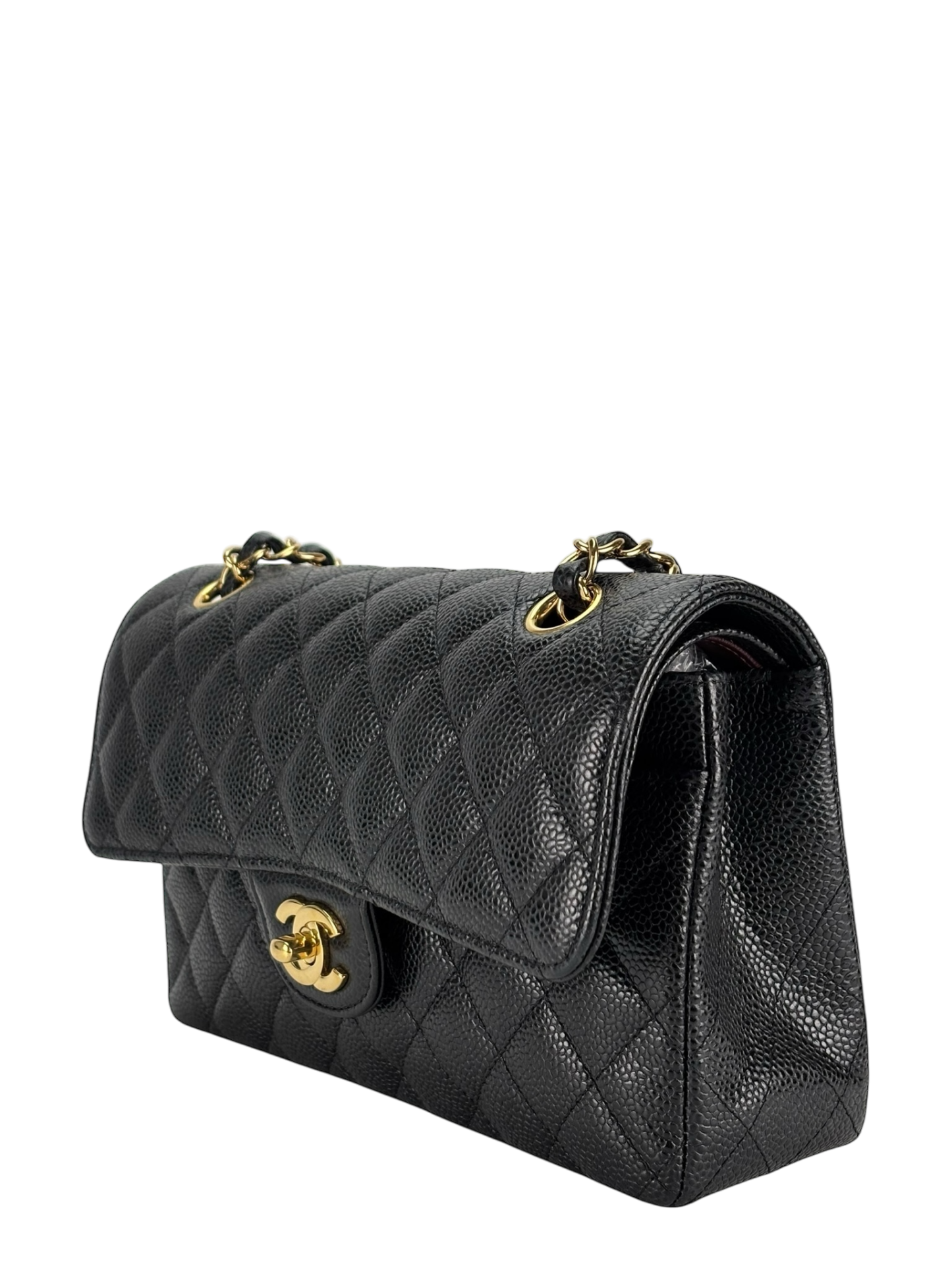 CHANEL - Small Classic Double Flap Bag Black Caviar Gold Hardware (CF23)