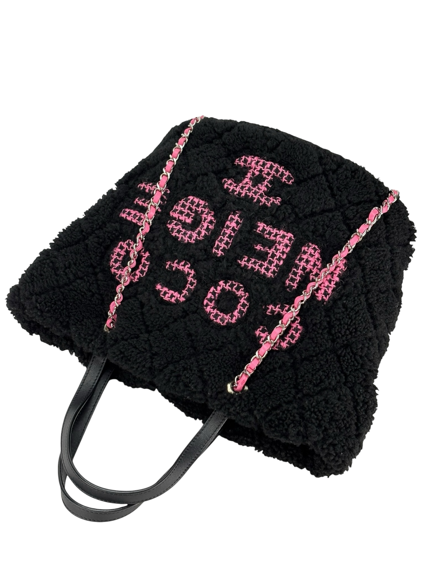 CHANEL - Black Coco Neige Quilted Shearling Tote