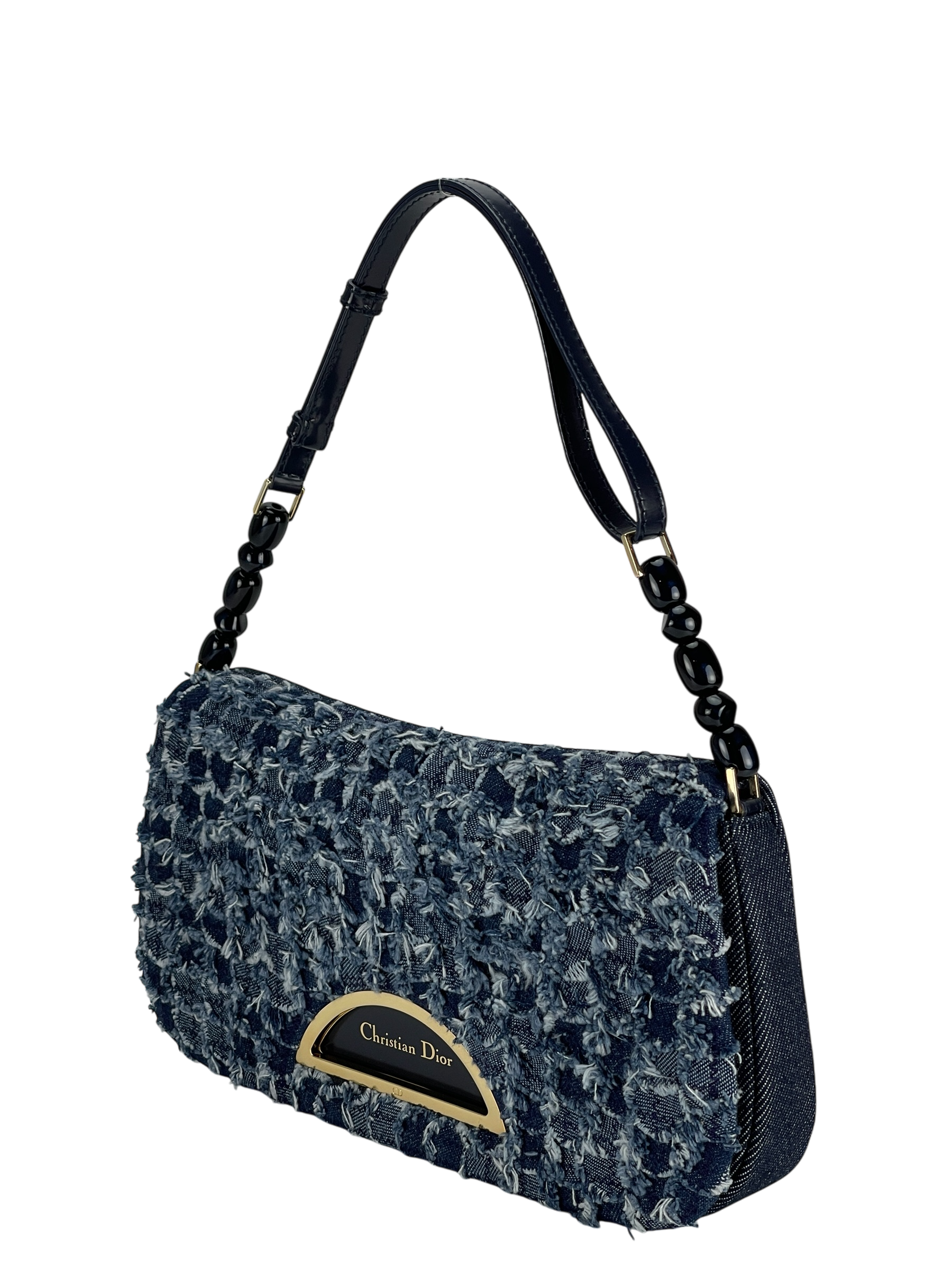 CHRISTIAN DIOR - Malice Denim Maris Pearl Logo One Shoulder Bag