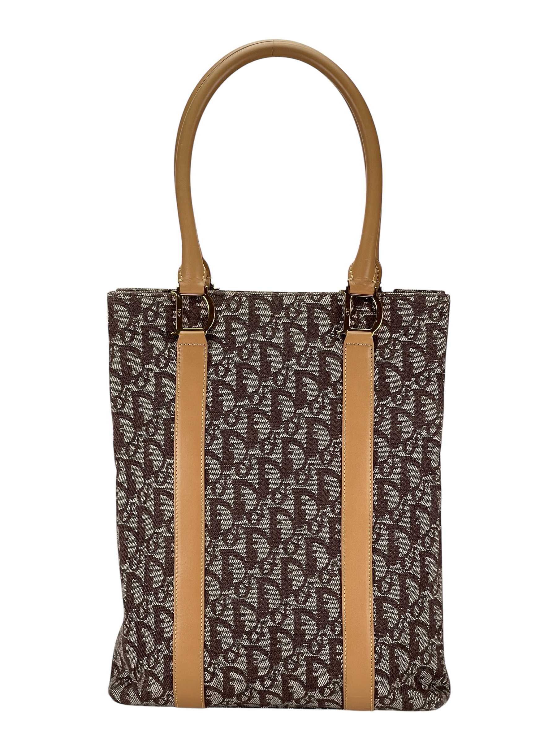 CHRISTIAN DIOR - Beige Brown Trotter Monogram Tote Bag