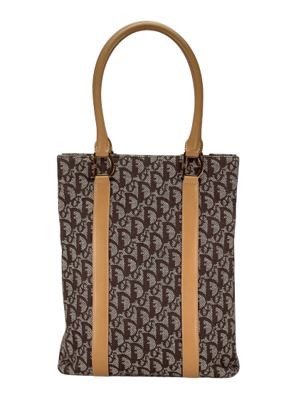 CHRISTIAN DIOR - Beige Brown Trotter Monogram Tote Bag 