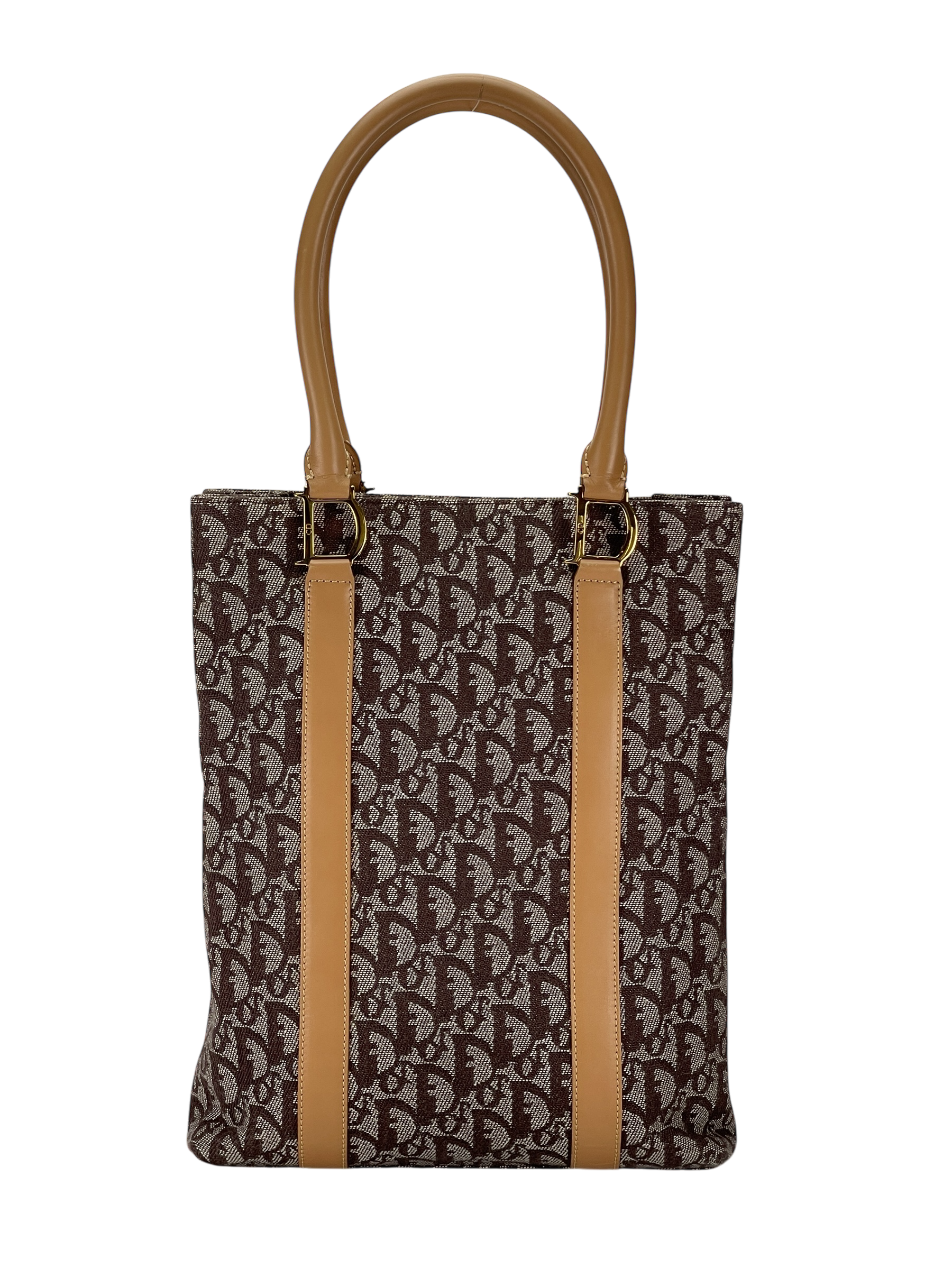 CHRISTIAN DIOR - Beige Brown Trotter Monogram Tote Bag