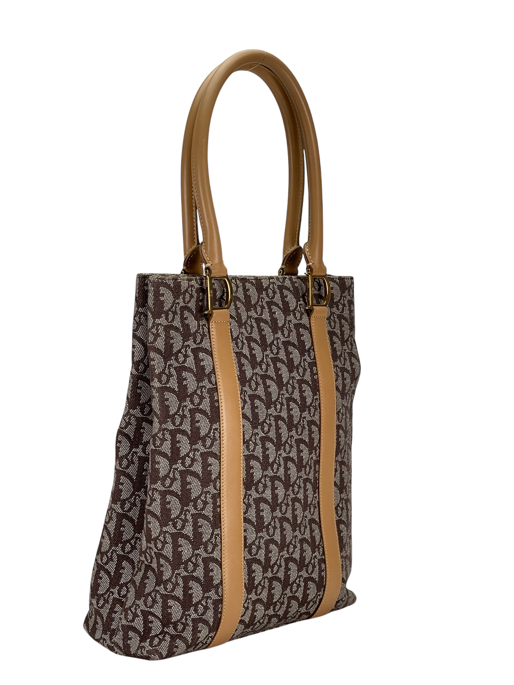 CHRISTIAN DIOR - Beige Brown Trotter Monogram Tote Bag