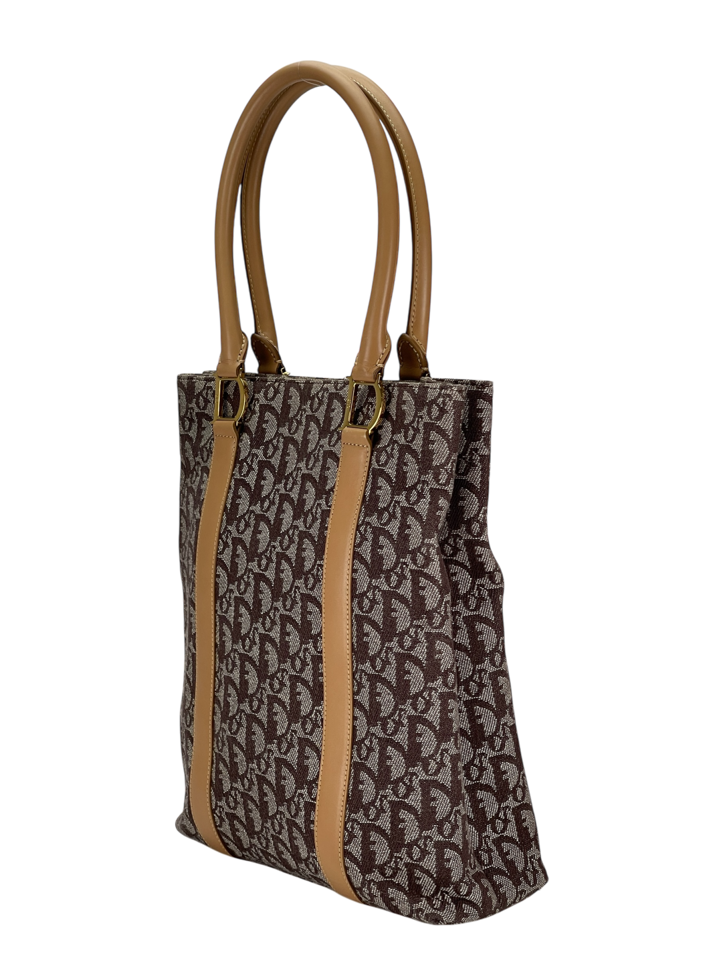 CHRISTIAN DIOR - Beige Brown Trotter Monogram Tote Bag