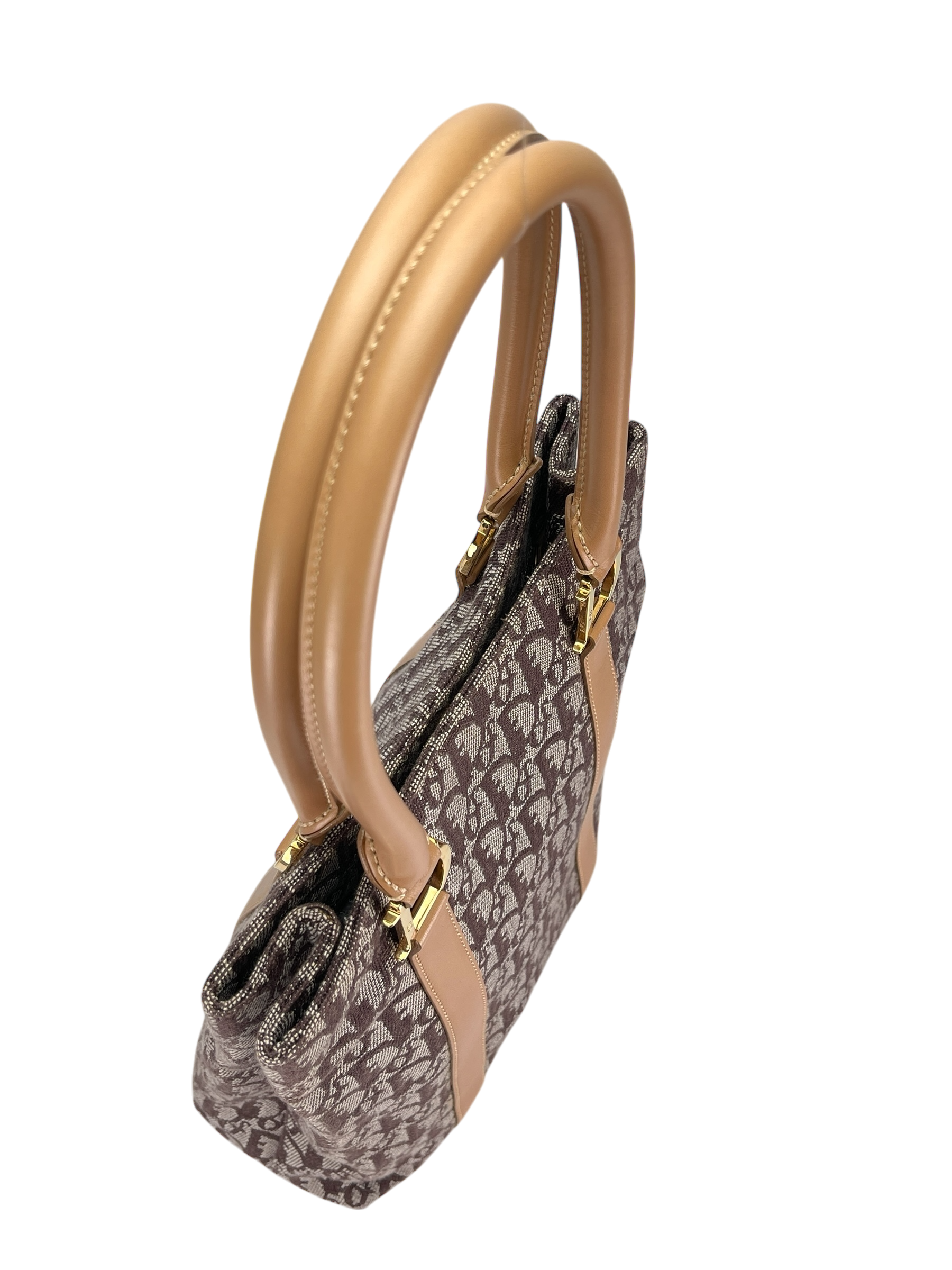 CHRISTIAN DIOR - Beige Brown Trotter Monogram Tote Bag