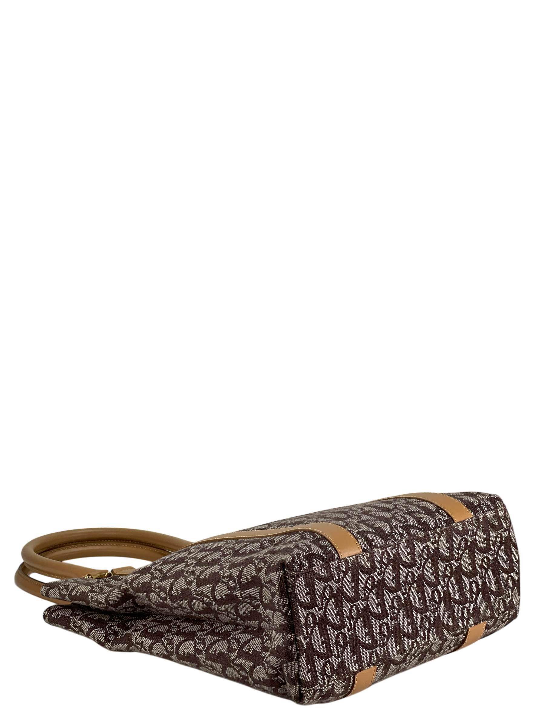 CHRISTIAN DIOR - Beige Brown Trotter Monogram Tote Bag