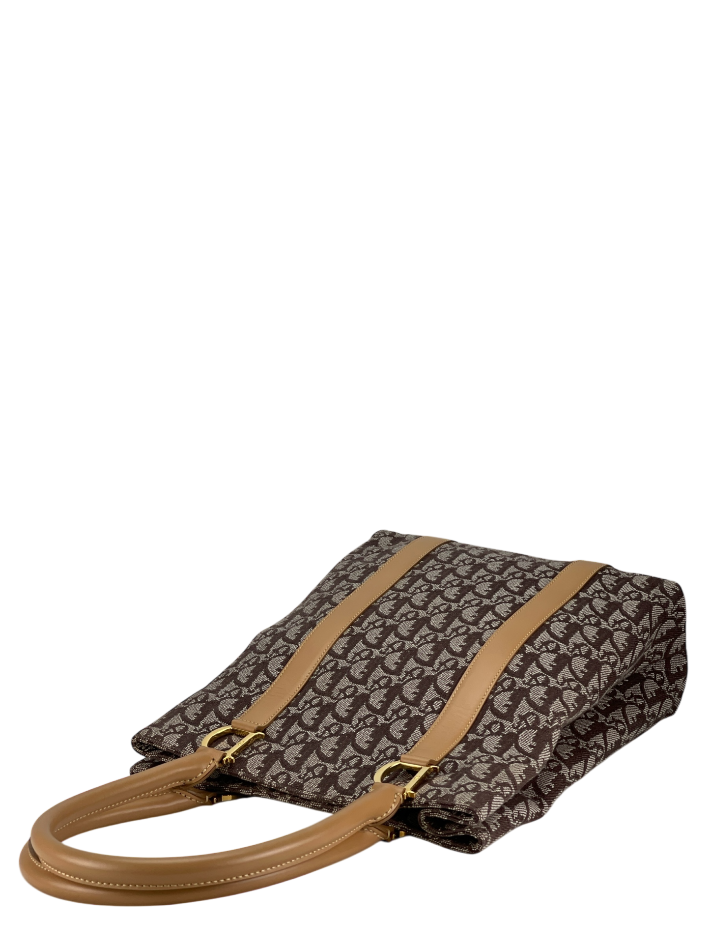 CHRISTIAN DIOR - Beige Brown Trotter Monogram Tote Bag