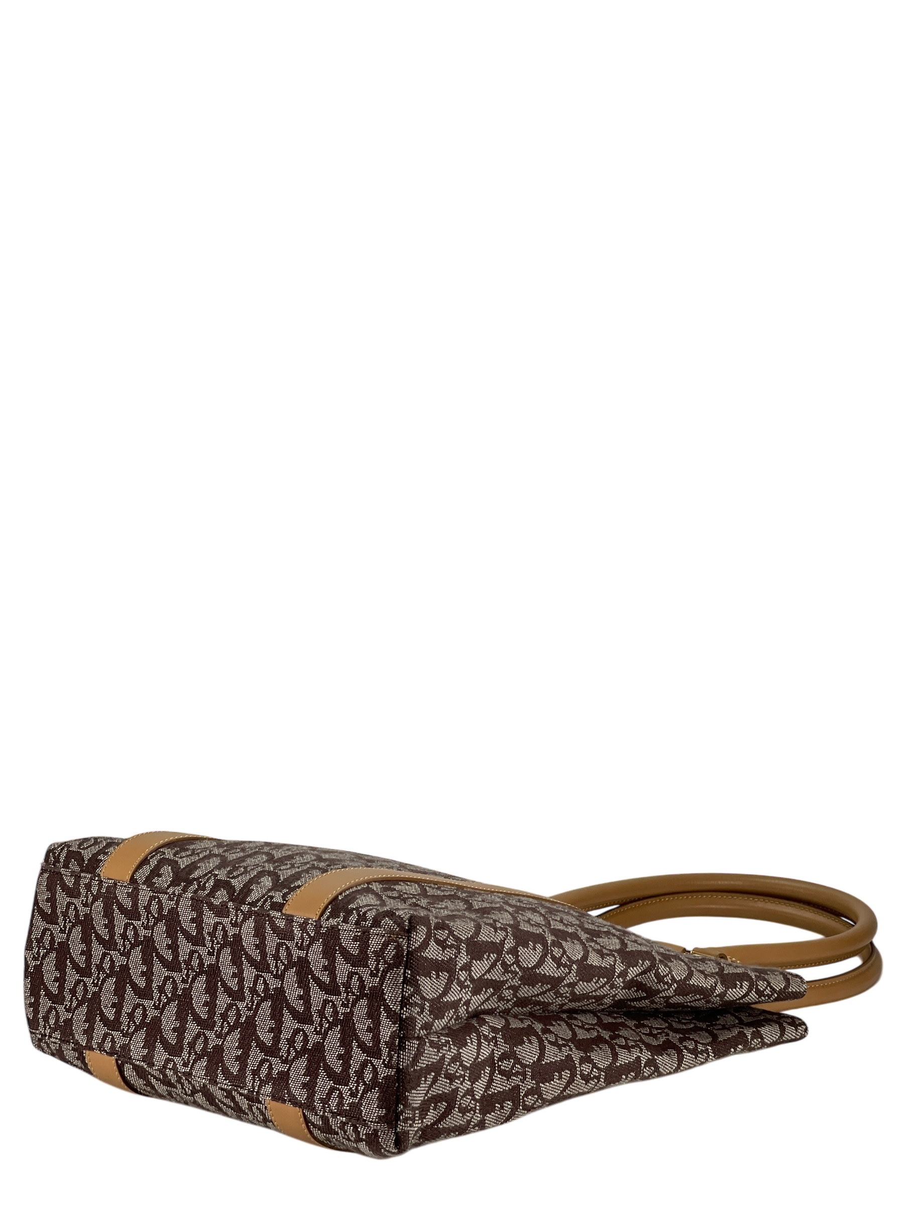 CHRISTIAN DIOR - Beige Brown Trotter Monogram Tote Bag