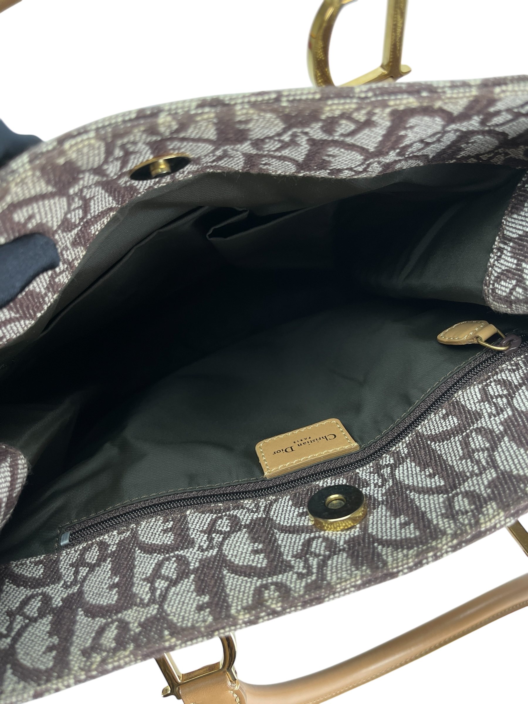CHRISTIAN DIOR - Beige Brown Trotter Monogram Tote Bag