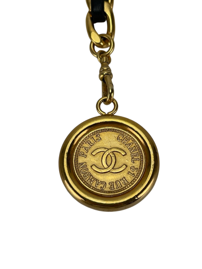 CHANEL -  Vintage Gold & Leather Coin Belt