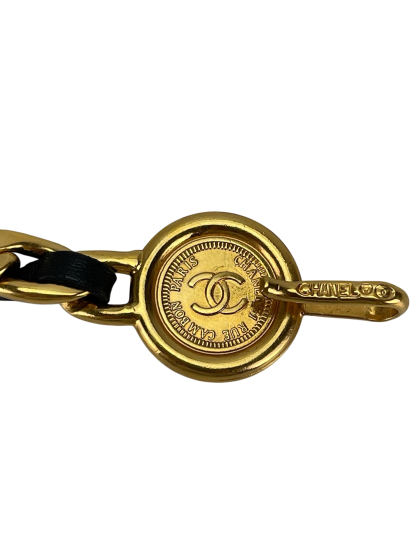 CHANEL -  Vintage Gold & Leather Coin Belt