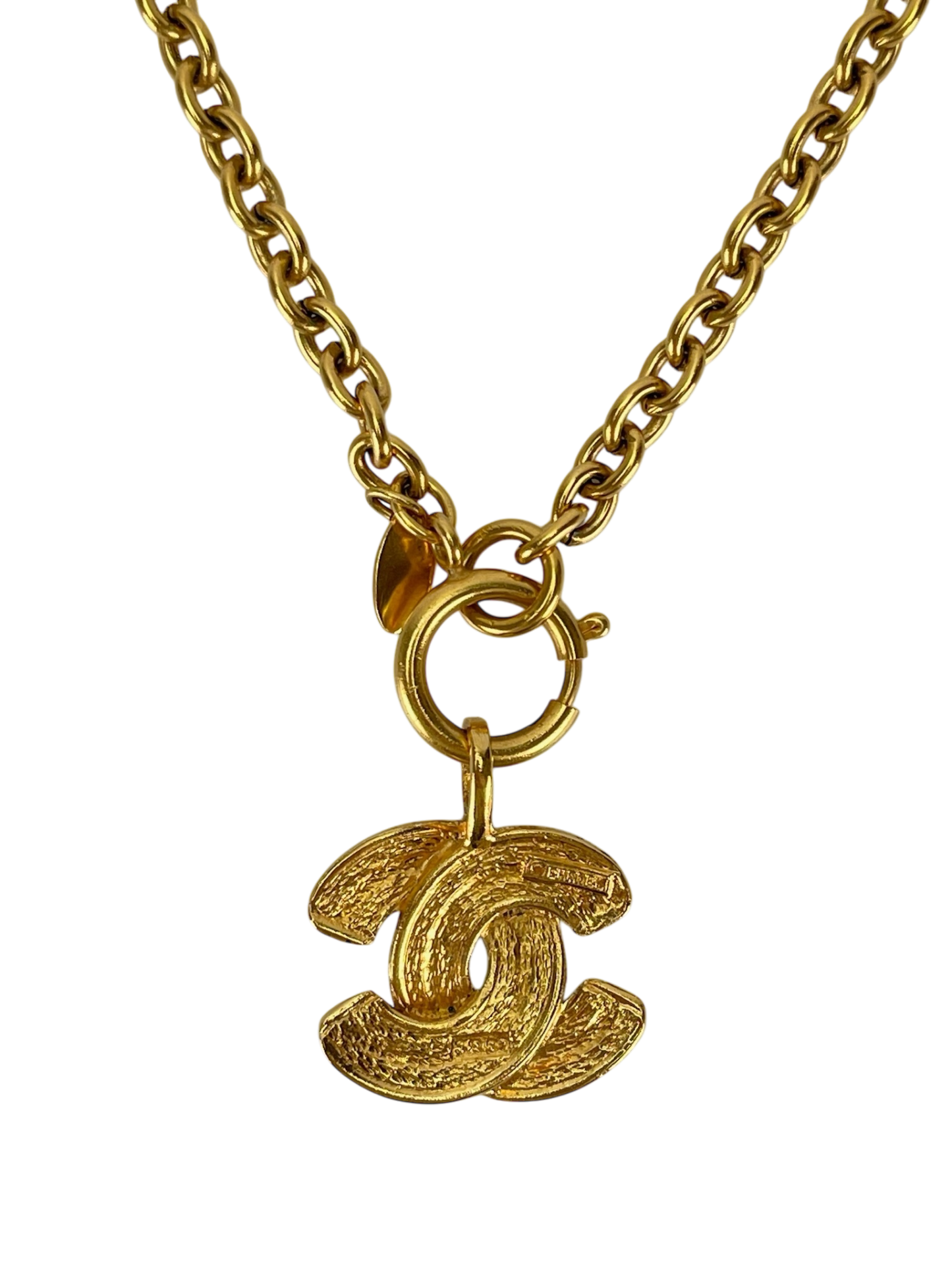 CHANEL - Gold CC logo Metal Necklace