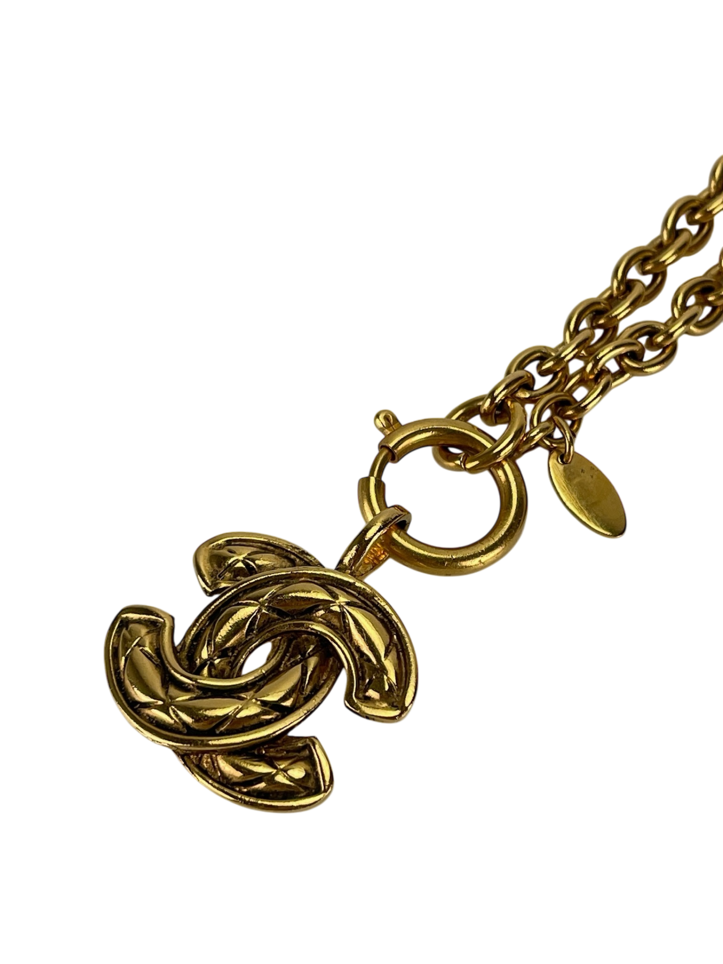 CHANEL - Gold CC logo Metal Necklace
