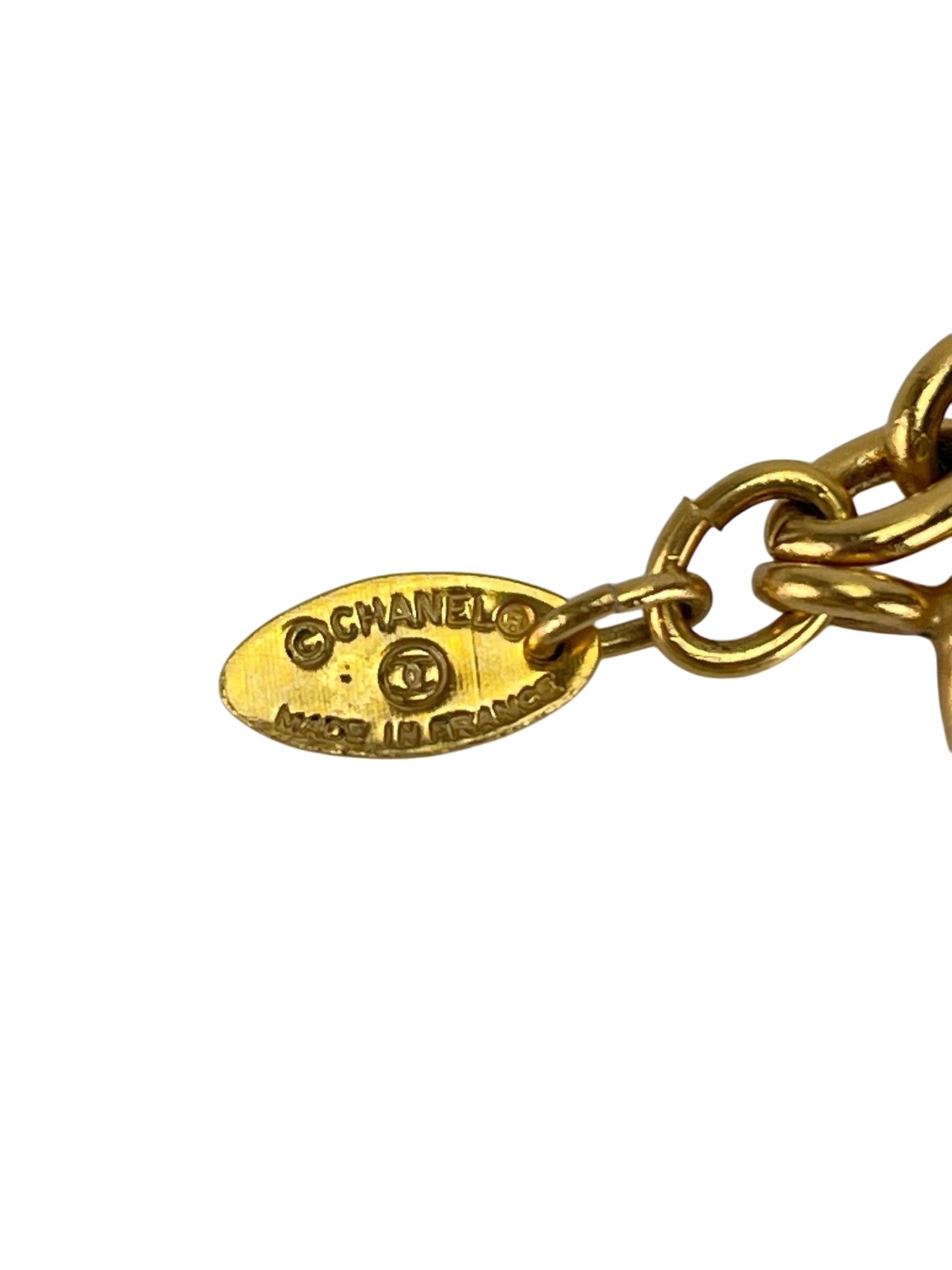 CHANEL - Gold CC logo Metal Necklace 